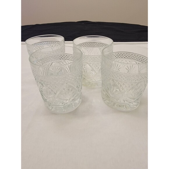 Set of 4 Cristal D' Arques Durand No Knob 6 Sided Stem Rocks Double Old Fashion - Picture 1 of 10